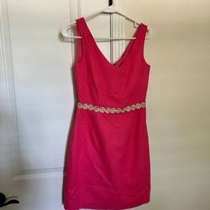 Lilly Pulitzer Bright Pink Dress with Gold Belt